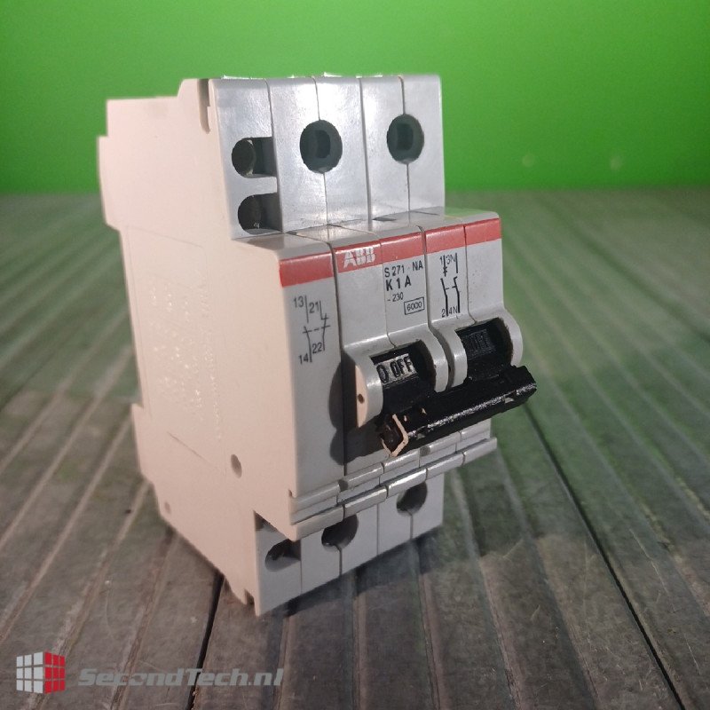 ABB S271-NA K1A 2 Pole Circuit Breaker + Auxiliary Contact 230 V AC ABB S271-NA K1A 2 Pole Circuit Breaker + Auxiliary Contact 230 V AC