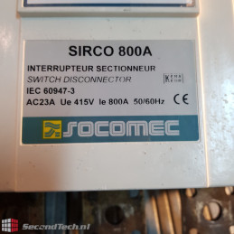 SWITCH DISCONNECTOR Socomec SIRCO 800A IEC 60947-3