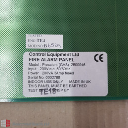 Hertek Fire alarm panel Prescient GAS 2500046 230 V AC 3Amp 50/60 Hz