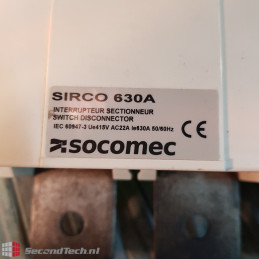 Socomec SIRCO 630A IEC60947-3 ON LOAD ISOLATOR SWITCH 415V 630A