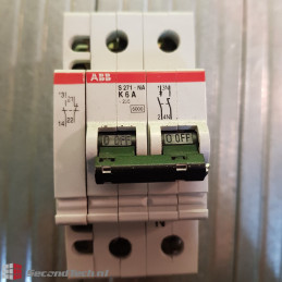 ABB S271 K6A 2 pole 0281G 0281E + auxiliary contact 0341 VDE 0660T Circuit Breaker